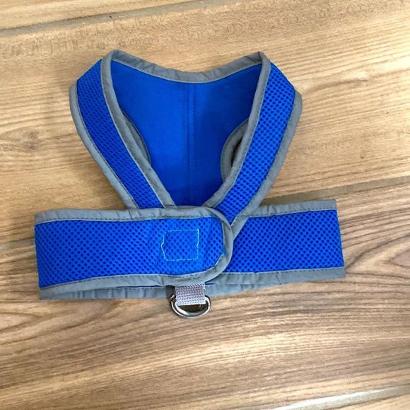 Small blue dog harness- velcro
